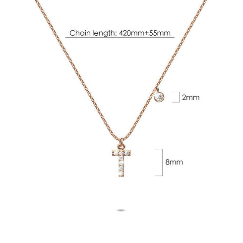 Solid 925 Sterling Silver Initial Crystal Personalised Alphabet Letter Necklace Rose Gold Filled